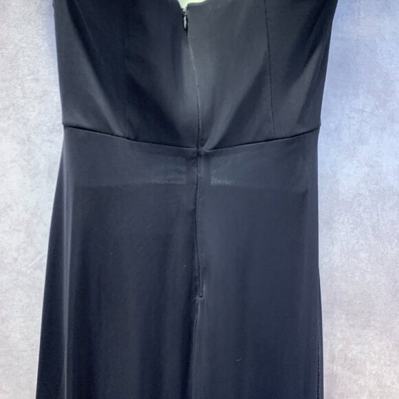 Navy Spaghetti Strap Gown with Crystal Beaded Bodice - Picture 7 of 9